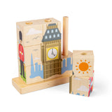 London Stacking Blocks- Wooden Block Building Stacker Toy for Kids