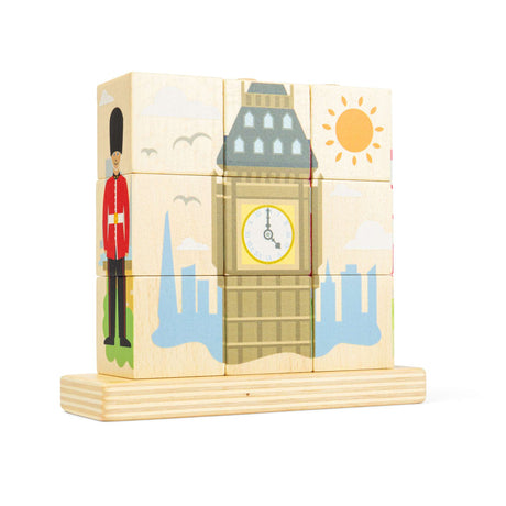 London Stacking Blocks- Wooden Block Building Stacker Toy for Kids