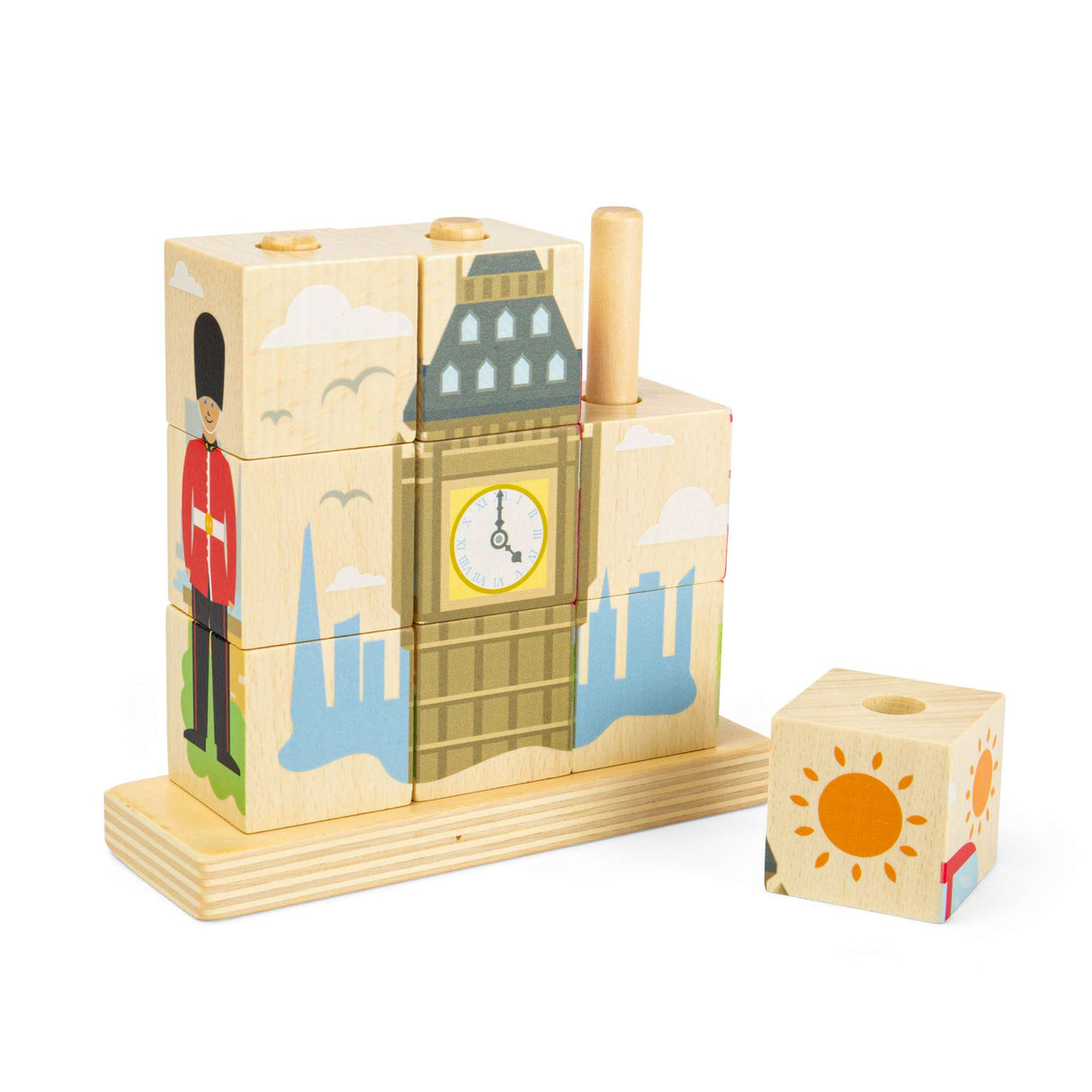 London Stacking Blocks- Wooden Block Building Stacker Toy for Kids