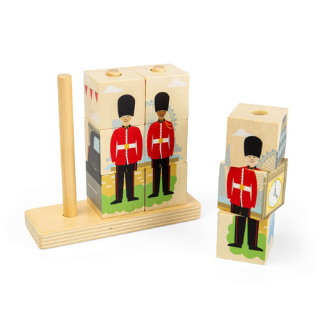 London Stacking Blocks- Wooden Block Building Stacker Toy for Kids