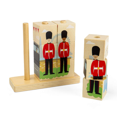 London Stacking Blocks- Wooden Block Building Stacker Toy for Kids