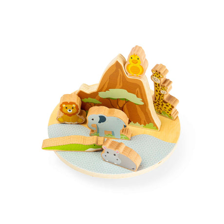 Bigjigs Toys Safari Wobble Board- Toddler Balance Toy with Wooden Safari Animals