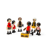 Pirate Dolls - 6 Wooden Pirates Doll Set with Mini Treasure Chest