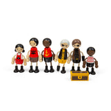 Pirate Dolls - 6 Wooden Pirates Doll Set with Mini Treasure Chest