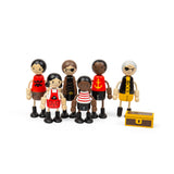 Pirate Dolls - 6 Wooden Pirates Doll Set with Mini Treasure Chest