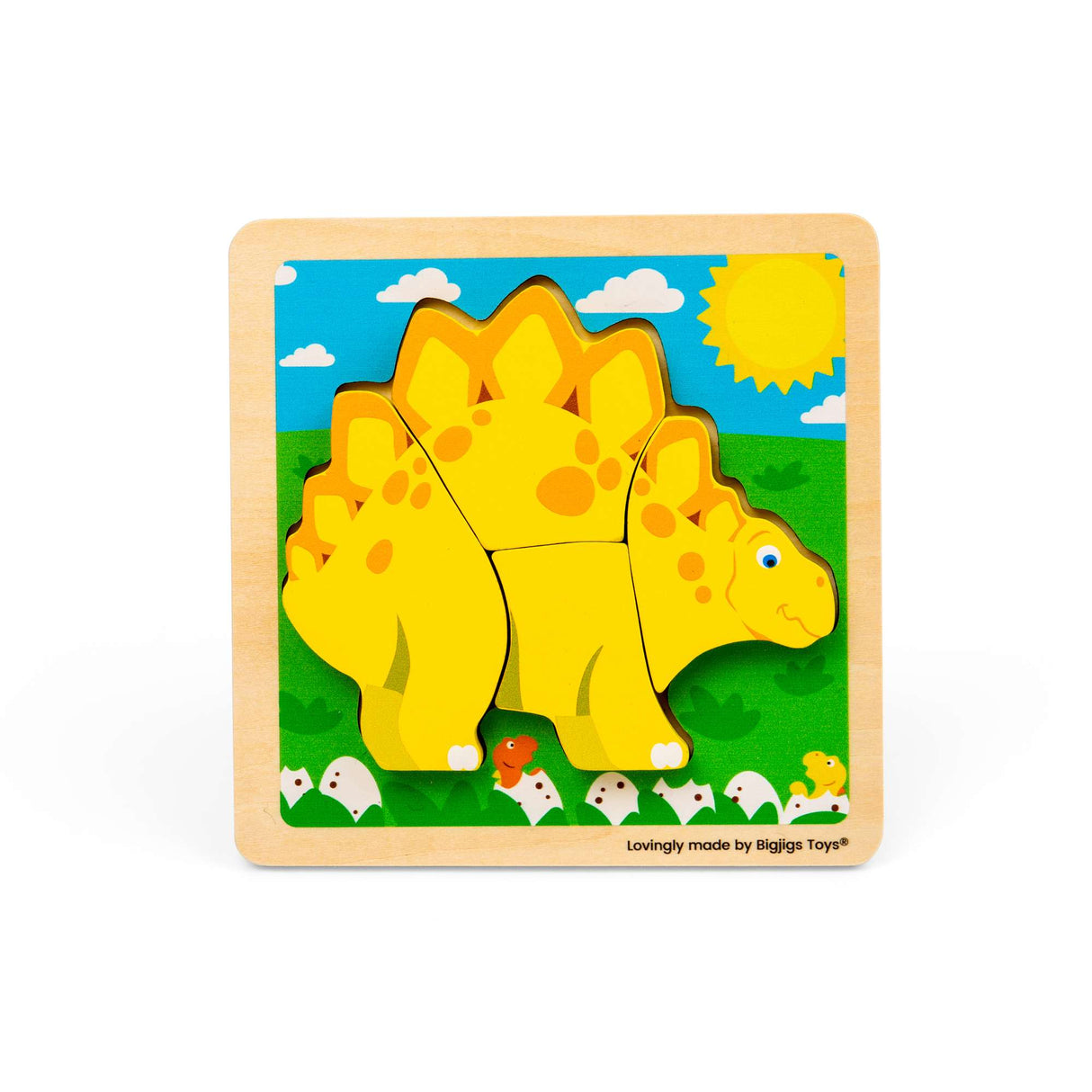 Bigjigs Toys Chunky Lift Out Stegosaurus-Toddler & Baby Puzzle, Dinosaur Puzzles