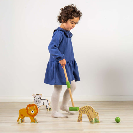 Jungle Croquet- Wooden Animal Themed Outdoor & Indoor Game for Kids