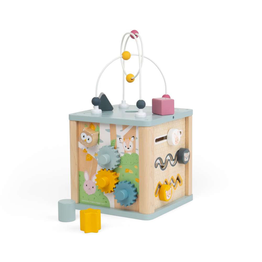 Activity Cube - Wooden Baby Cubes, Learning Centre with Bead Maze