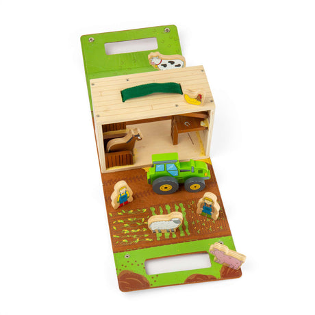 Bigjigs Toys Farm On The Go- Portable Playset for Kids, Toy Animals Travel Set
