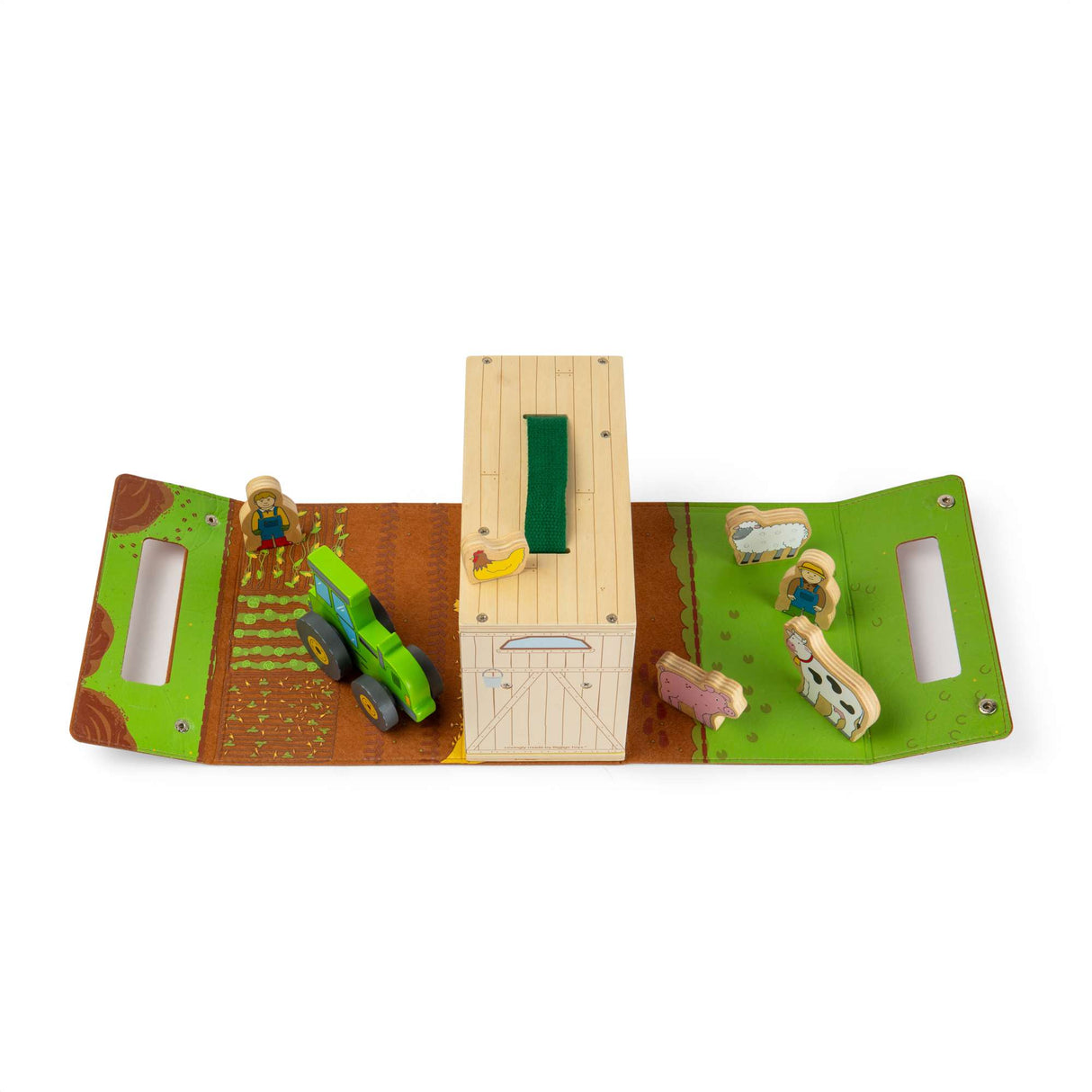 Bigjigs Toys Farm On The Go- Portable Playset for Kids, Toy Animals Travel Set