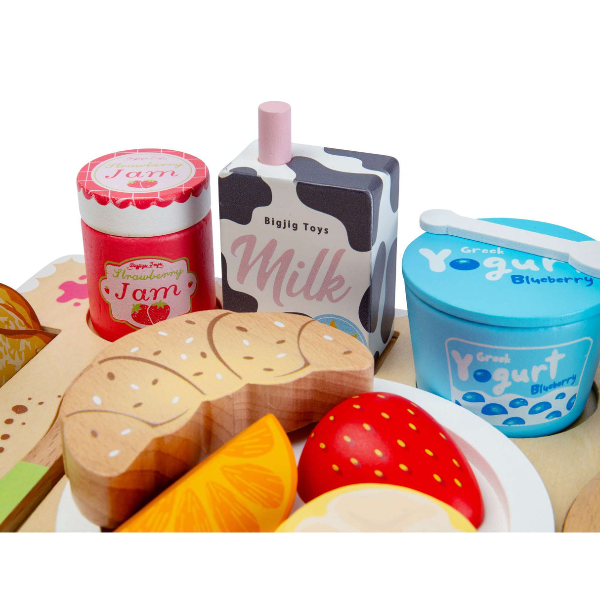 Breakfast in Bed Tray - Wooden Play Food Set, 28 Pcs Kids Playset