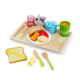 Breakfast in Bed Tray - Wooden Play Food Set, 28 Pcs Kids Playset
