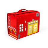 Bigjigs Toys Fire Station On The Go- Kids' Portable Wooden Playset, Travel Box