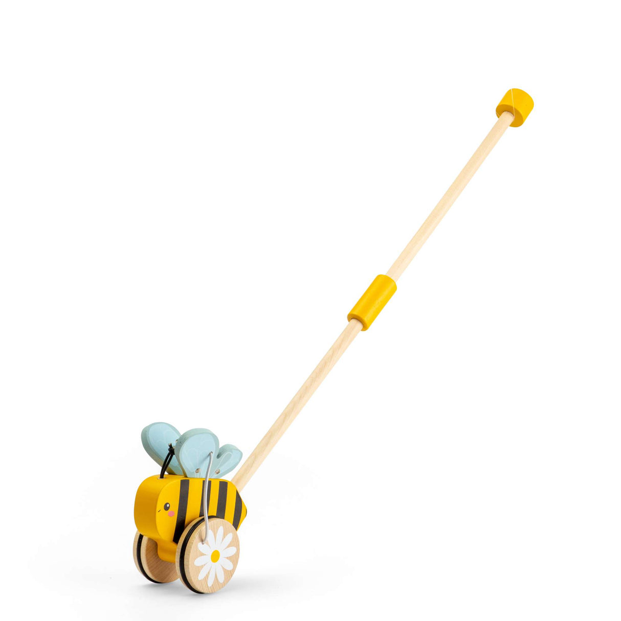 Bigjigs Toys Bee Push Along- Wooden Walking Toy for Toddlers, Walker with Handle