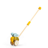 Bigjigs Toys Bee Push Along- Wooden Walking Toy for Toddlers, Walker with Handle