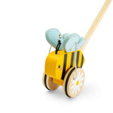 Bigjigs Toys Bee Push Along- Wooden Walking Toy for Toddlers, Walker with Handle
