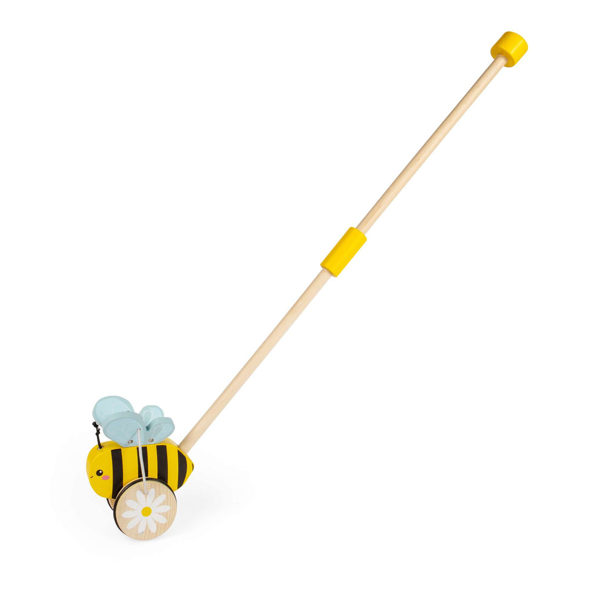 Bigjigs Toys Bee Push Along- Wooden Walking Toy for Toddlers, Walker with Handle