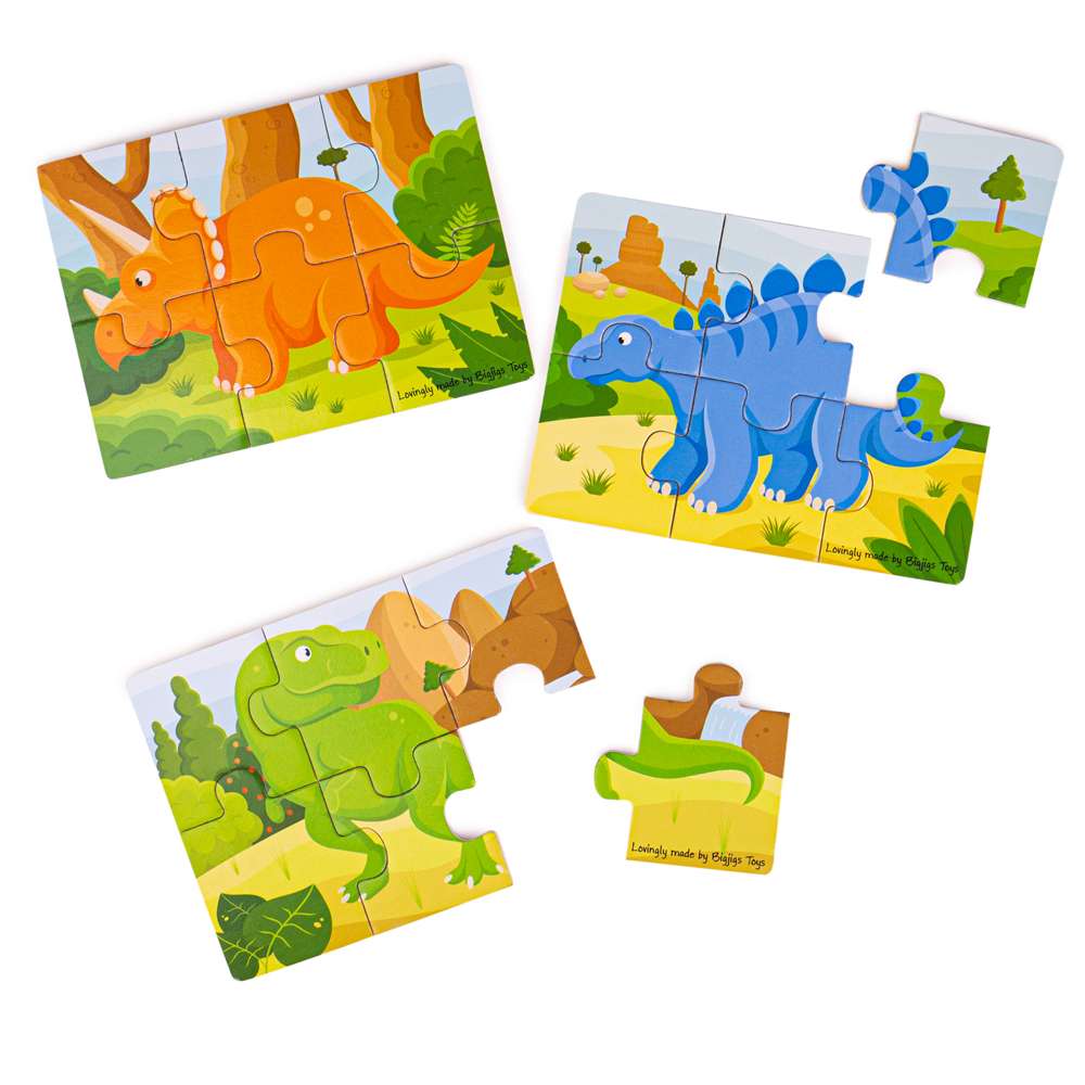 Dinosaur (6 Piece Puzzles) - 3 Puzzles - DAMAGED BOX