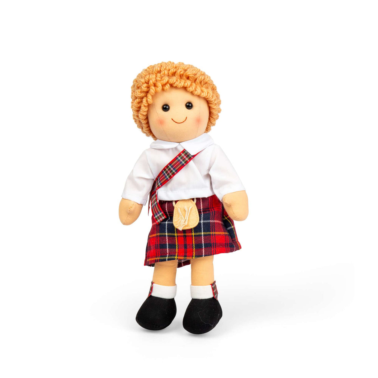 Bigjigs Toys Arran Doll Medium-Boy Rag Dolls with Red Tartan Kilt, Baby Soft Toy