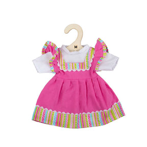 Pink dress with striped trim (for Size Medium Doll)