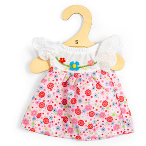Bigjigs Toys Pink Dress Lace Sleeves Small- Doll Clothing, Clothes for Soft Toy