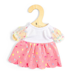 Bigjigs Toys Pink Party Dress - Small- Doll Clothes, Dresses for Kids Soft Dolls