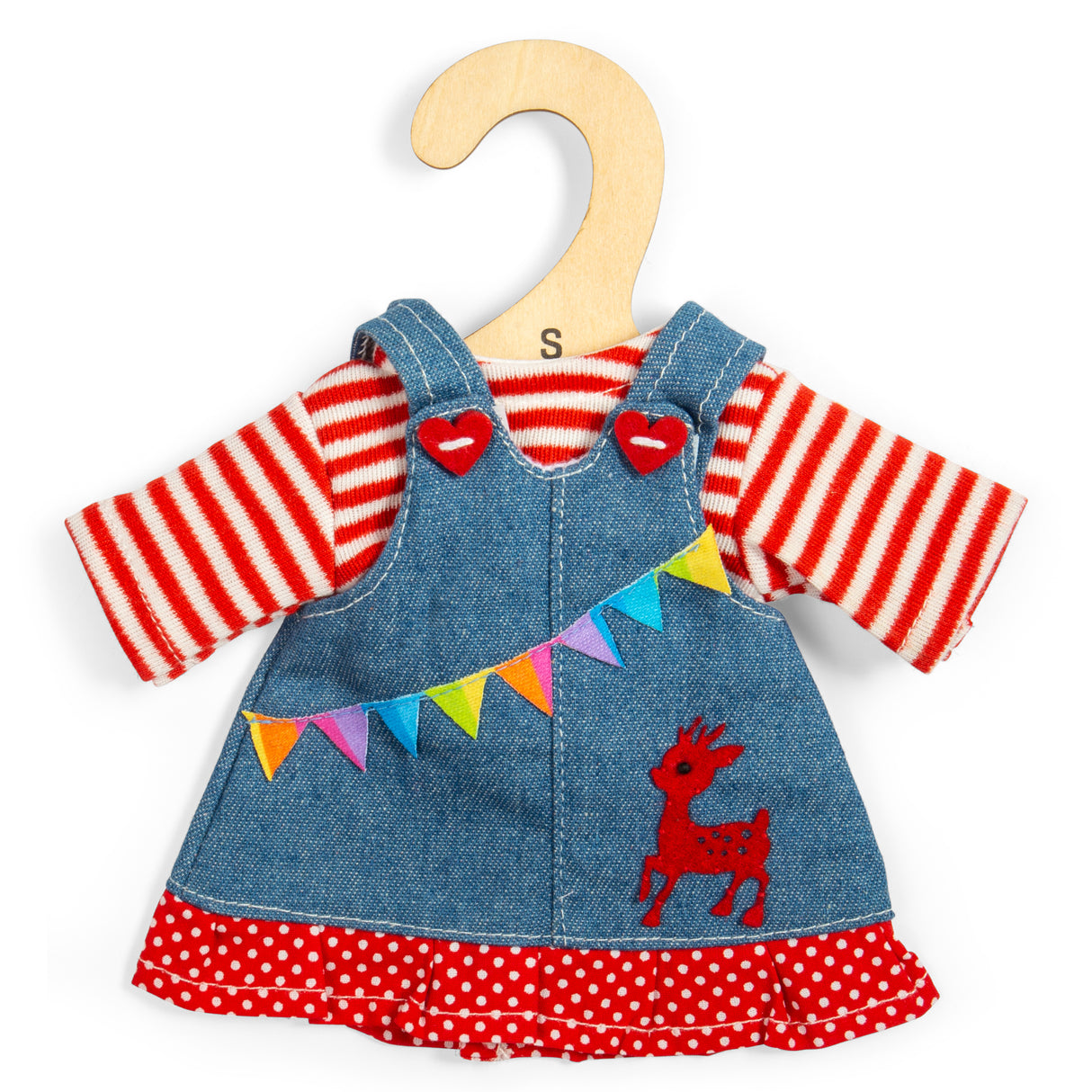 Bigjigs Toys Denim Pinafore Dress - Small- Doll Clothes, Dresses for Kids' Dolls