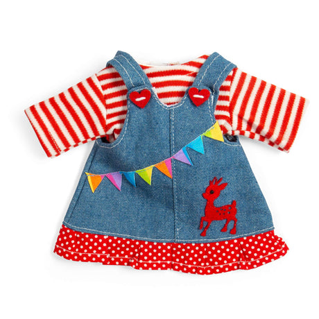Bigjigs Toys Denim Pinafore Dress - Small- Doll Clothes, Dresses for Kids' Dolls