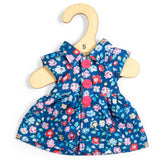 Bigjigs Toys Navy Floral Dress - Small Doll Clothes, Blue Dresses for Kids Dolls