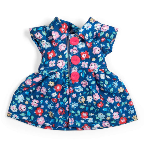 Bigjigs Toys Navy Floral Dress - Small Doll Clothes, Blue Dresses for Kids Dolls