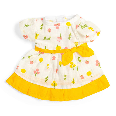 Bigjigs Toys Patterned Dress Yellow Trim - Small- Doll Clothes, Outfit for Dolls