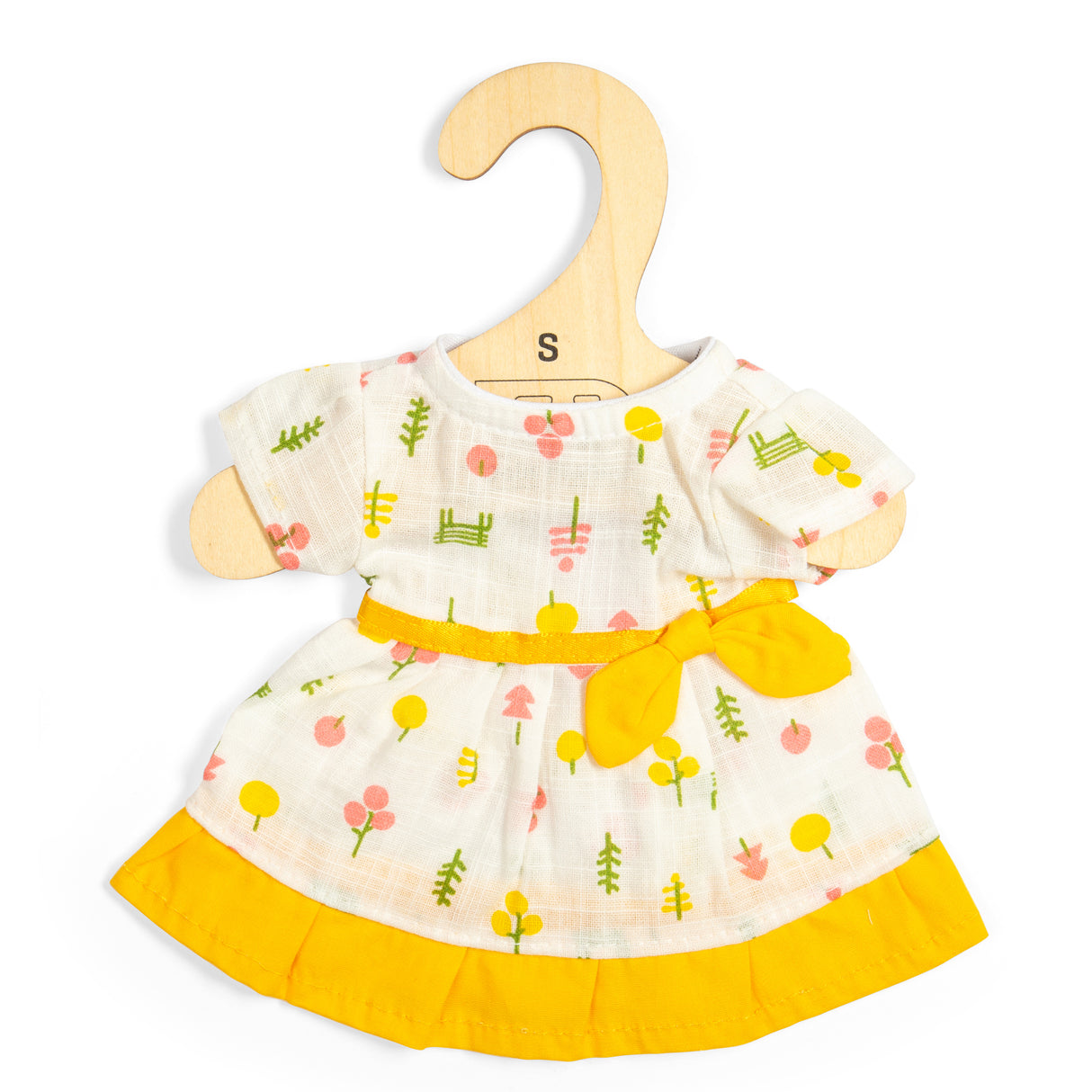 Bigjigs Toys Patterned Dress Yellow Trim - Small- Doll Clothes, Outfit for Dolls