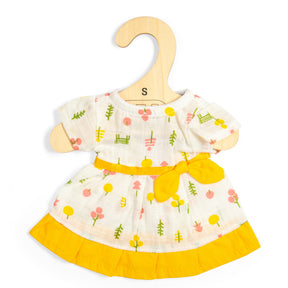 Bigjigs Toys Patterned Dress Yellow Trim - Small- Doll Clothes, Outfit for Dolls