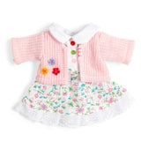 Floral Pink Doll Dress & Cardigan (Small) - Clothes For Soft Dolls