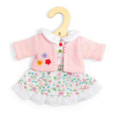 Floral Pink Doll Dress & Cardigan (Small) - Clothes For Soft Dolls