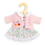 Floral Pink Doll Dress & Cardigan (Small) - Clothes For Soft Dolls