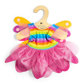 Rainbow Fairy Dress Medium Size Doll Clothes with Pink Tutu and Wings