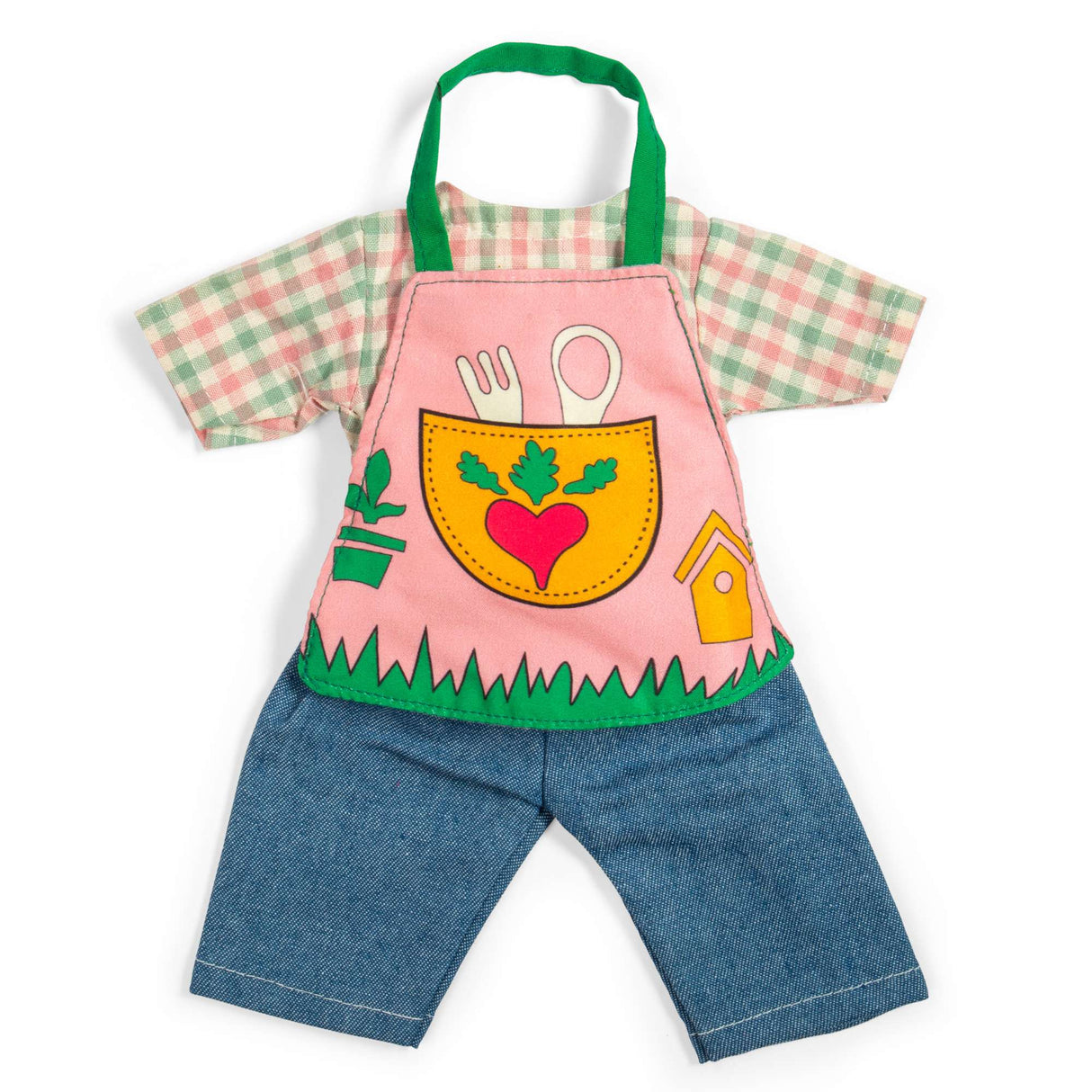 Checkered Shirt Gardening Outfit (Medium)- Doll Clothes for Dolls