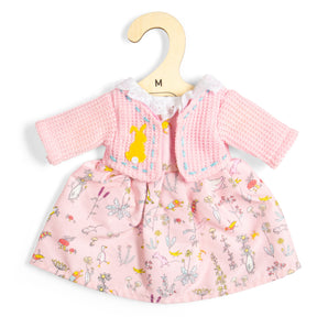 Wildlife Dress And Pink Cardigan (Medium)-Kids' Soft Dolls Clothes