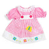 Pink Checkered Pinafore Dress (Medium)- Soft Dolls Clothes for Kids