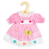 Pink Checkered Pinafore Dress (Medium)- Soft Dolls Clothes for Kids