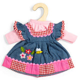Denim Dress With Pink Trim (Medium)- Kids Soft Toy Dolls Clothing