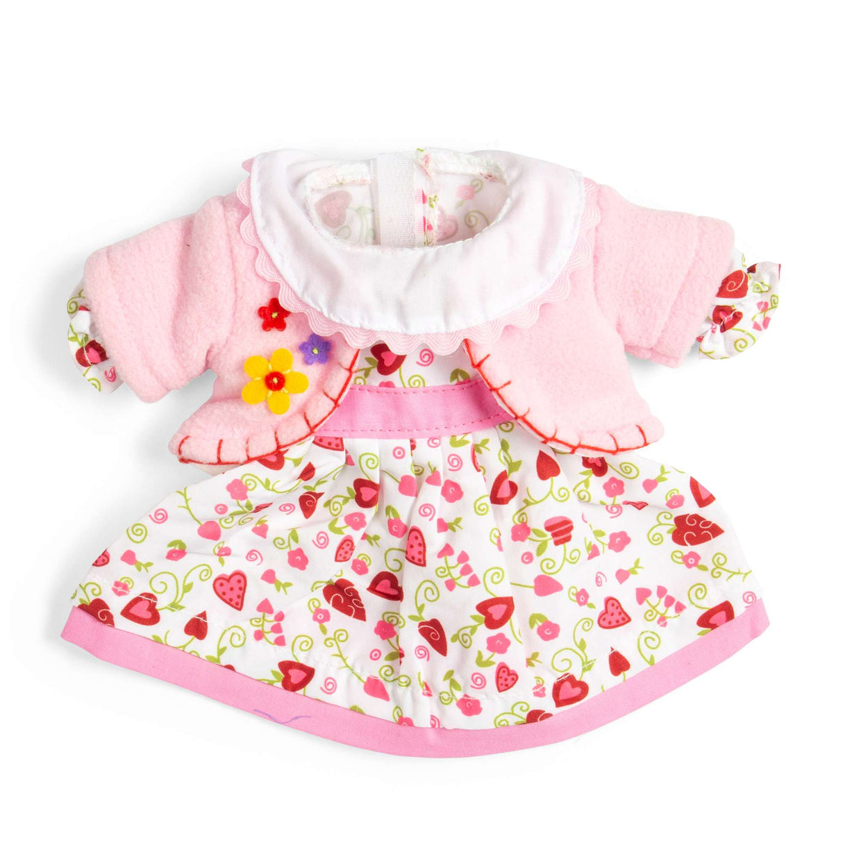 Heart Dress With Pink Cardigan (Medium) - 2pcs Doll Outfit for Kids