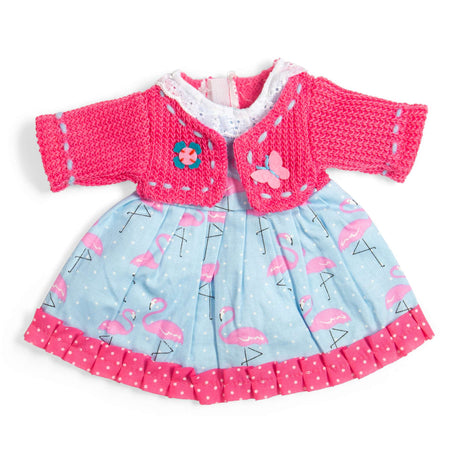 Flamingo Dress With Pink Cardigan (Medium) - Dolls Clothes for Kids