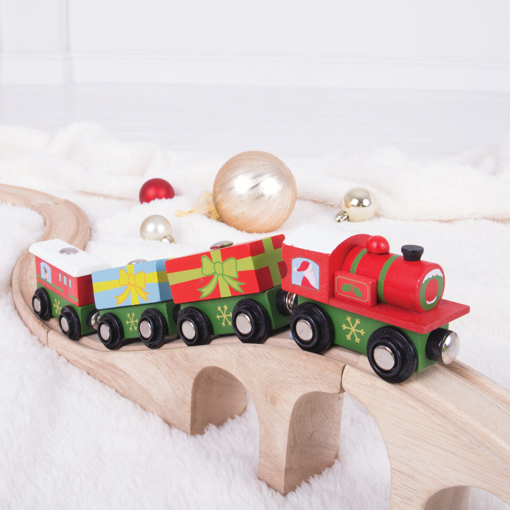 Christmas Wooden Train with Carriages