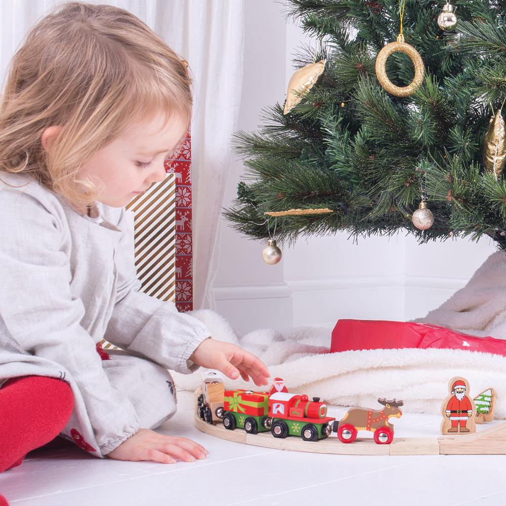 Christmas Wooden Train with Carriages