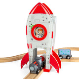 Rocket Ship- Wooden Railway Accessory, Spaceship Toy for Train Set