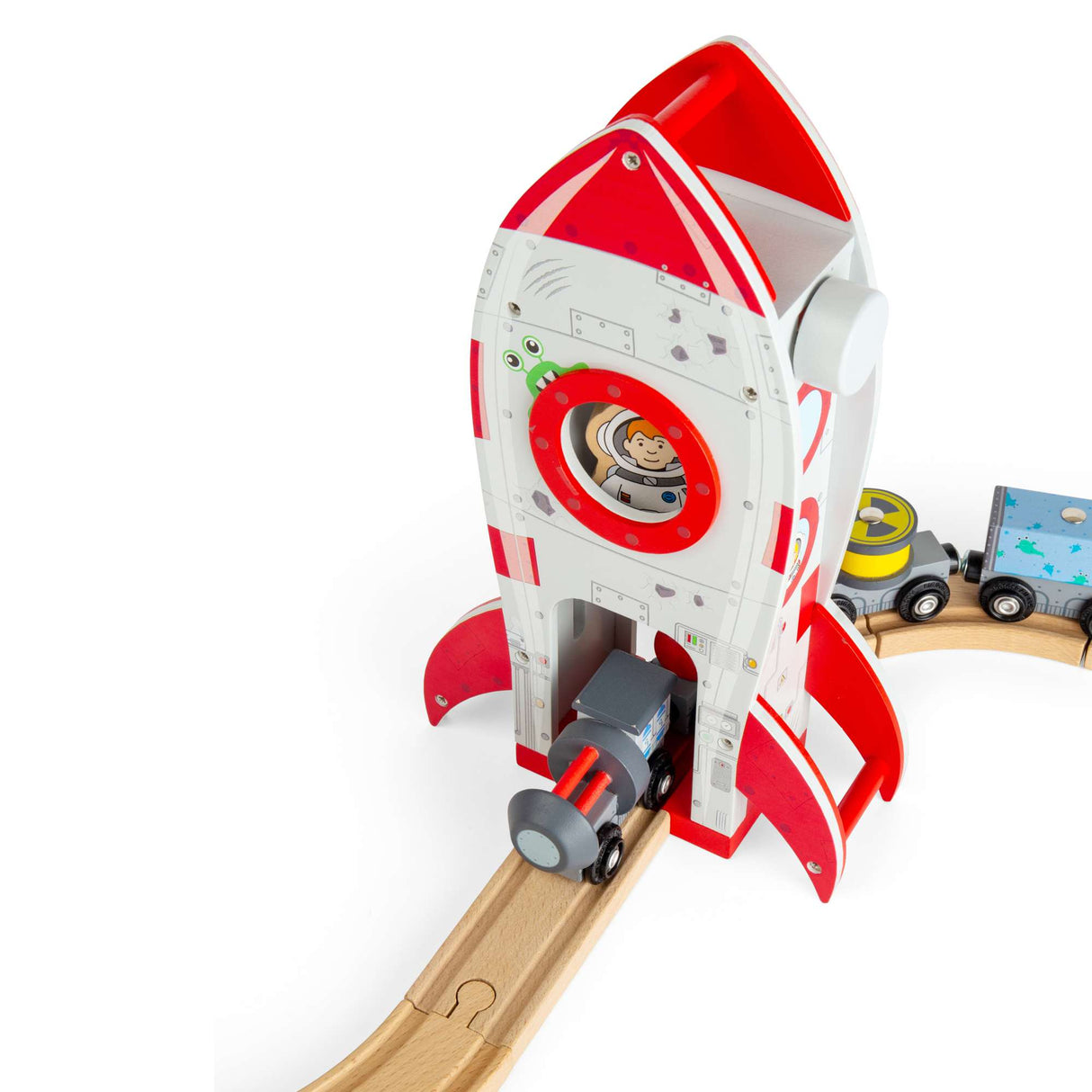Rocket Ship- Wooden Railway Accessory, Spaceship Toy for Train Set
