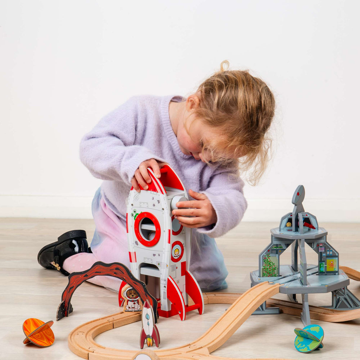 Galaxy Bridge- Space Themed Wooden Railway Accessory for Train Sets