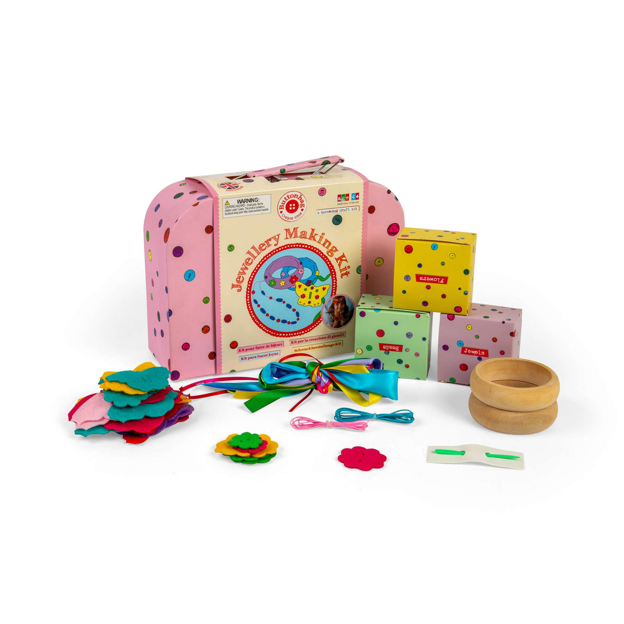 Buttonbag Jewellery Making Kit - Beads, Charms, Suitcase Craft